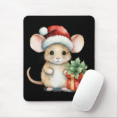 ウォーターカラークリスマスネズミ マウスパッド (マウス)
