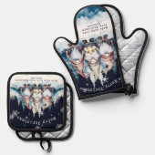 ウォーターカラークリスマスノームパーソナライズ 鍋つかみ&鍋敷きセット (正面/裏面)