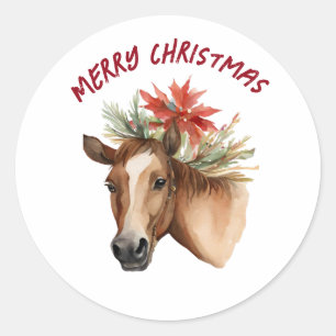 ウォーターカラークリスマスハウス ラウンドシール