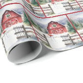 ウォーターカラークリスマスバーンと雪だるま ラッピングペーパー (ロールコーナー)