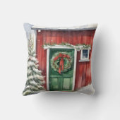 ウォーターカラークリスマスバーンリース クッション (裏面)