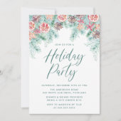 ウォーターカラークリスマスパイン&シトラスホリデーパーティー 招待状 (正面)