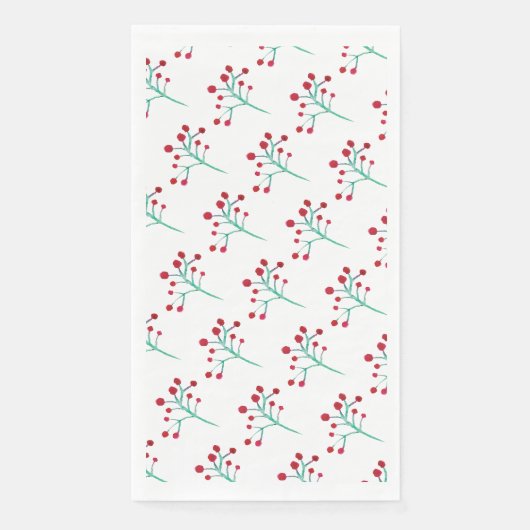 ウォーターカラークリスマスベリーの小枝の描かれたパターン (正面)