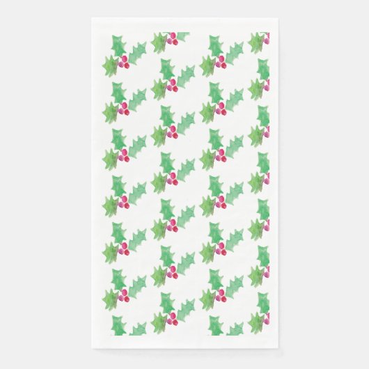 ウォーターカラークリスマスベリー手描きパターン (正面)