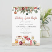 ウォーターカラークリスマスホリデーカクテルパーティー 招待状 (スタンド正面)