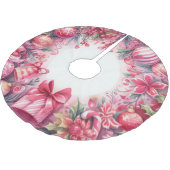 ウォーターカラークリスマスホリデーデザイン ブラッシュドポリエステルツリースカート (アングル)