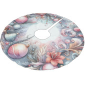 ウォーターカラークリスマスホリデーデザイン ブラッシュドポリエステルツリースカート (アングル)