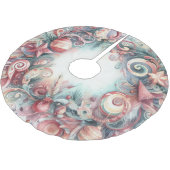 ウォーターカラークリスマスホリデーデザイン ブラッシュドポリエステルツリースカート (アングル)