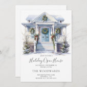 ウォーターカラークリスマスホリデーパーティー 招待状 (正面/裏面)