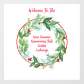 ウォーターカラークリスマスホリデーリースカスタム ウィンドウサイン (シート)