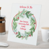 ウォーターカラークリスマスホリデーリースカスタム 台座サイン (インサイチュ)