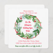 ウォーターカラークリスマスホリデーリースカスタム 招待状 (正面/裏面)