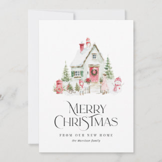 ウォーターカラークリスマスホリデー引越しのご案内 シーズンカード