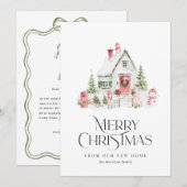 ウォーターカラークリスマスホリデー引越しのご案内 シーズンカード (正面/裏面)
