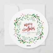 ウォーターカラークリスマスホリーリースフォトカード シーズンカード (裏面)