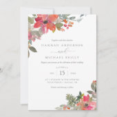 ウォーターカラークリスマスポインセティア結婚フローラズ 招待状 (正面)