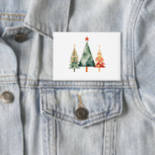 ウォーターカラークリスマスマツの木 缶バッジ (インサイチュ)