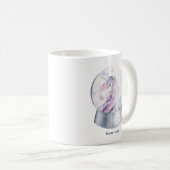 ウォーターカラークリスマスユニコーン スノーグローブ コーヒーマグカップ (正面右)