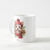 ウォーターカラークリスマスヨーキーパピー コーヒーマグカップ (正面左)