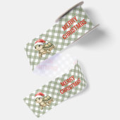 ウォーターカラークリスマスリクガメサンタ帽子 サテンリボン (裏面)
