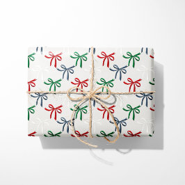 ウォーターカラークリスマスリボン ラッピングペーパー