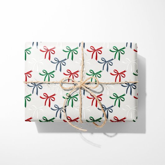 ウォーターカラークリスマスリボン ラッピングペーパー