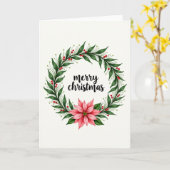 ウォーターカラークリスマスリースのクリスマスカード カード (黄色い花)