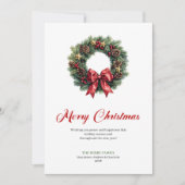 ウォーターカラークリスマスリースの伝統的なグリーティングカード シーズンカード (正面)