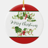 ウォーターカラークリスマスリースカスタムホリデイ セラミックオーナメント (裏面)