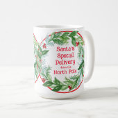 ウォーターカラークリスマスリースサンタ北極 コーヒーマグカップ (正面右)