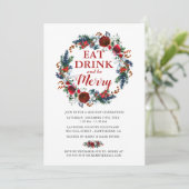 ウォーターカラークリスマスリースホリデーパーティー 招待状 (スタンド正面)