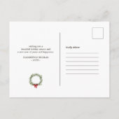 ウォーターカラークリスマスリースホリデー シーズンポストカード (裏面)