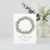 ウォーターカラークリスマスリースホリデー シーズンポストカード (スタンド正面)