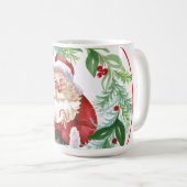 ウォーターカラークリスマスリースヴィンテージサンタ コーヒーマグカップ (正面右)
