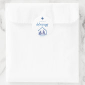 ウォーターカラークリスマス恵み出生ホリデイ ラウンドシール (バッグ)