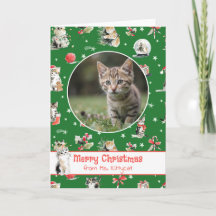ウォーターカラークリスマス猫のカスタムフォト
