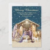 ウォーターカラークリスマス降誕の場面 シーズンカード (正面)