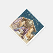 ウォーターカラークリスマス降誕の場面 スタンダードカクテルナプキン (角)