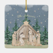 ウォーターカラークリスマス降誕の場面 セラミックオーナメント (裏面)