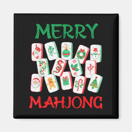 ウォーターカラークリスマス麻雀牌 中国式麻雀 マグネット (正面)