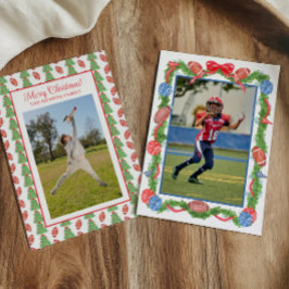 ウォーターカラークリスマス アメリカンフットボール ガーランド 写真 シーズンカード