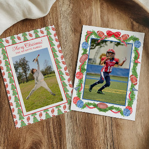 ウォーターカラークリスマス アメリカンフットボール ガーランド 写真 シーズンカード