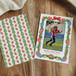 ウォーターカラークリスマス フットボール ガーランド 写真 シーズンカード