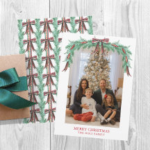 ウォーターカラークリスマス・プラッド・リボン・ガーランド 写真