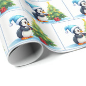 ウォーターカラークリスマス ペンギン ラッピングペーパー (ロールコーナー)