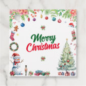 ウォーターカラークリスマス ホリデー フェイバータグ (正面)