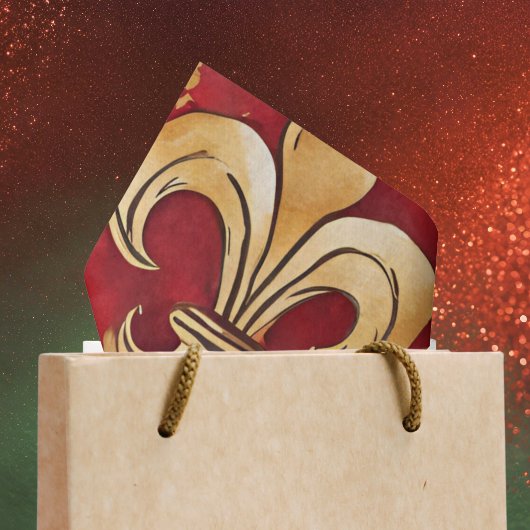 ウォーターカラークリスマス 赤と金色の花 薄葉紙