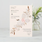 ウォーターカラークリームバラベージュ結婚式招待状 招待状 (スタンド正面)