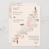 ウォーターカラークリームバラベージュ結婚式招待状 招待状 (正面/裏面)