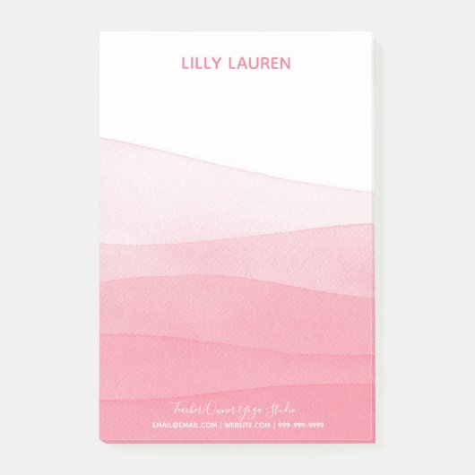 ウォーターカラーグラデーションピンクヨガスタジオヨギ ポストイット (正面)